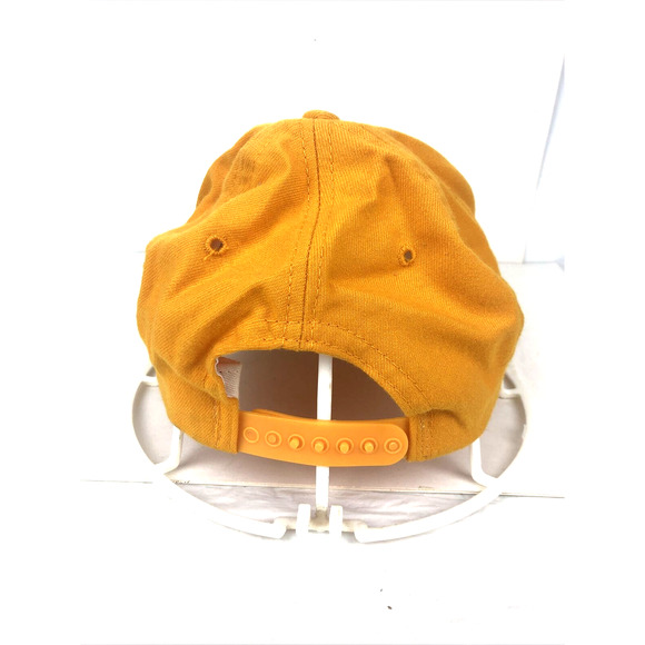 RARE Vintage Cleveland Indians Yellow Snapback Hat Chief Wahoo New Era Med/Lg - Picture 4 of 10